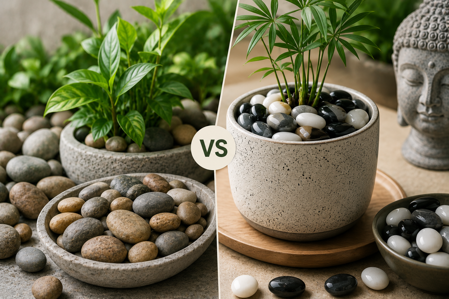 River Pebbles vs Polished Pebbles: How to Choose the Right One for Your Garden, Planters and Decor
